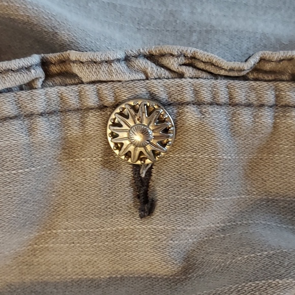 OSO Causuals Women's Jacket Grey Denim Ruffled Fitted Y2K 90's Size 8 - Picture 16 of 16